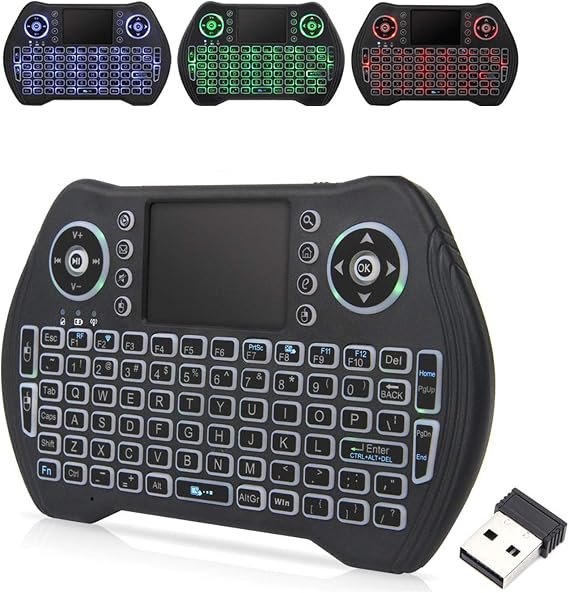 Easytone Backlit Mini Wireless Keyboard with Touchpad Mouse Combo Remote Control with Rechargeable Li-ion Battery and Multimedia Keys for Android TV Box HTPC PS3 Smart TV PC X-Box Linux Windows MacOS