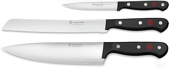 WUSTHOF Gourmet 3-Piece Chef's Knife Set, Black