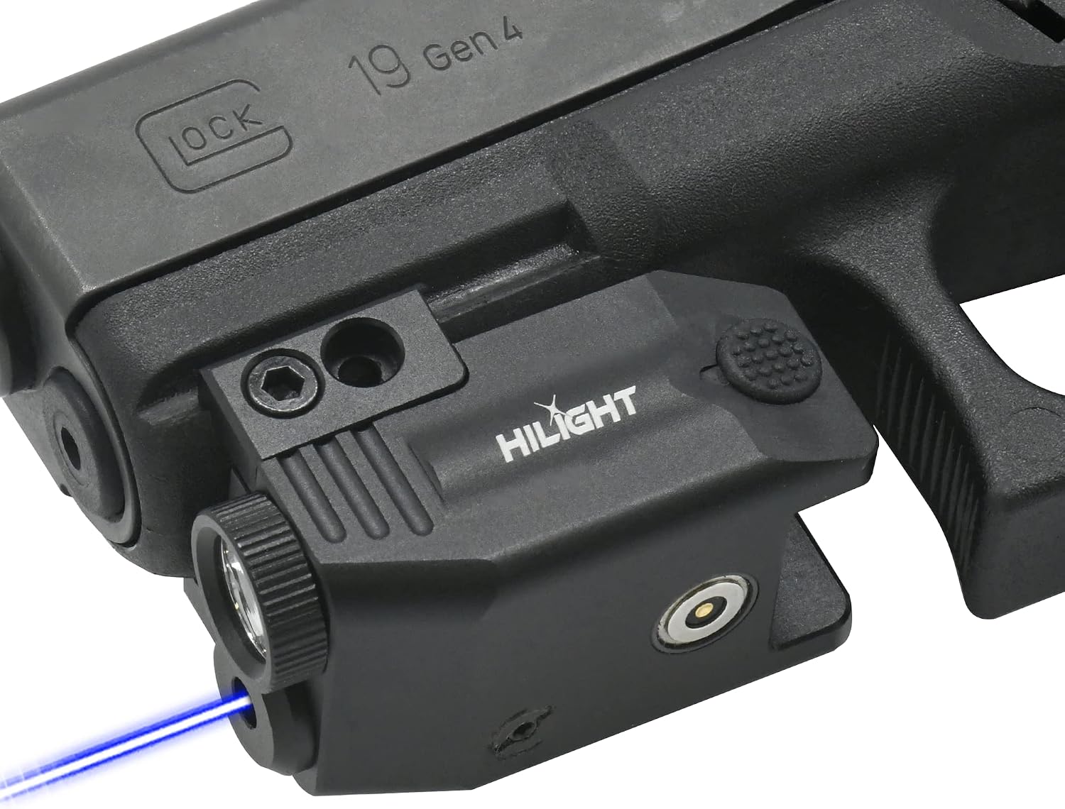 HiLight - Tactical PS5B - 400 Lumens Strobe Flashlight & Single Blue Laser - Aircraft Grade Aluminum, Magnetic Rechargeable USB Battery - Rail Mount Light & Precision Laser Class of IIIA,lt;5mW