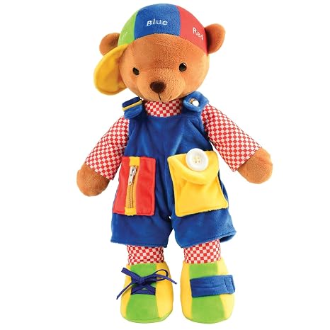 Cre8tive Minds Learn and Play Teddy Bear, 18-Inch Interactive Plush Toy for Kids, Teaches Dressing Skills with Zippers, Buttons, and Buckle, Educational Toy for Ages 2+