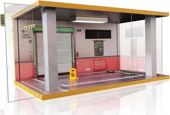 1/18 Diecast Car Display Case, 1:12 Scale Toy Motorcycle Acrylic Display Case with LED Lighting, Off-Road-3 Open Side