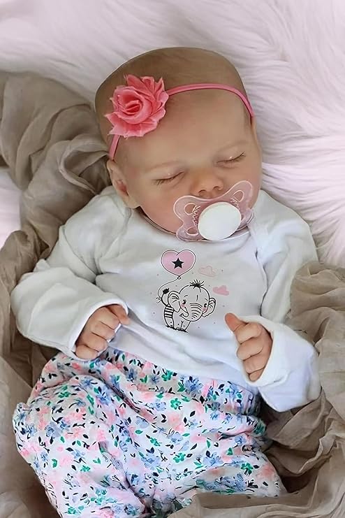 JIZHI 17 Inch Reborn Baby Dolls Girl, Full Vinyl Closed-Eye Newborn