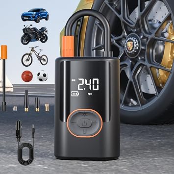 Cordless Tire Inflator Portable Air Compressor, Fast Inflation Smart Electric Pump with LED Light & Digital Pressure Gauge.150PSI