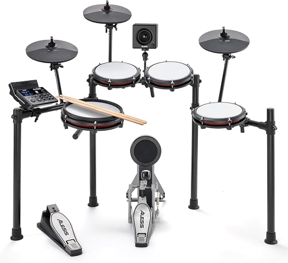 Alesis Nitro Max Kit and Amp - Electric Drum Set with 10" Dual Zone Snare, Bluetooth, USB MIDI, and 70W Rack-Mountable Drum Amplifier
