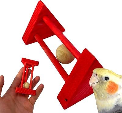 Bonka Bird Toys Rattle Cylinder Puzzle Foot Talon Parrot Cage Toy, African Grey, Amazon, Macaw, and Other Similar Breed Sizes. 2486 Red
