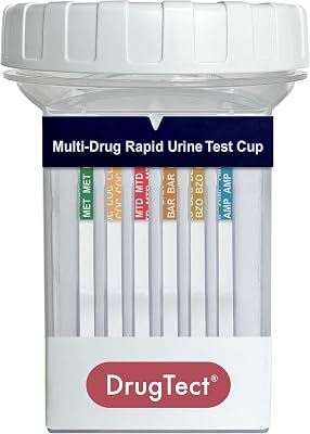 DrugTect Multi-Drug Rapid Urine Test Cup | 200 Pack | 18 Panel CLIA Waived Fentanyl Tramadol Drug Test Cup for 6MAM,AMP,BAR,BUP,BZO,COC,EDDP,FYL,MDMA,MET,MOP|OPI,MTD,OXY,PCP,PPX,TCA,THC,TRA 200