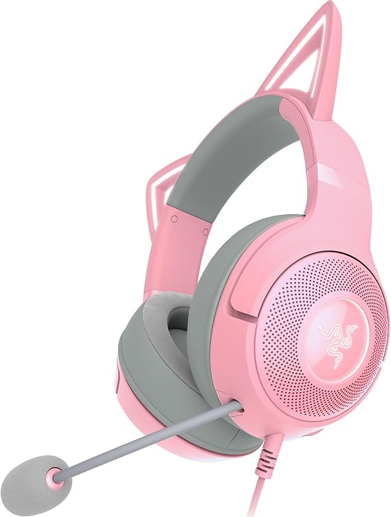 Razer Kraken Kitty V2 USB Wired Headset, Chroma RGB Kitty Ears, Pink