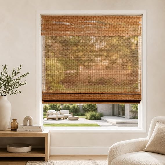 CHICOLOGY Cordless Bamboo Roman Shade, Light Filtering, Acorn 23"x64"