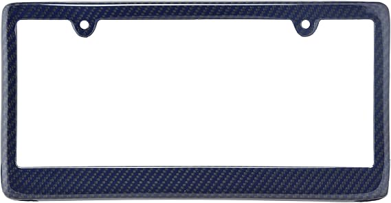BLVD-LPF OBEY YOUR LUXURY Real 100% Blue Carbon Fiber License Plate Frame TAG Cover FF