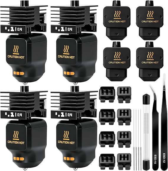 Bambu Lab P2S/P2SC/X2D用0.4mmホットエンドキット シリコンスリーブとシリコンブラシ付きインテグレーションP2Sホットエンド用 高速印刷 P2S押出機 交換用ホットエンド Bambu Labs P2S 3Dプリンター用