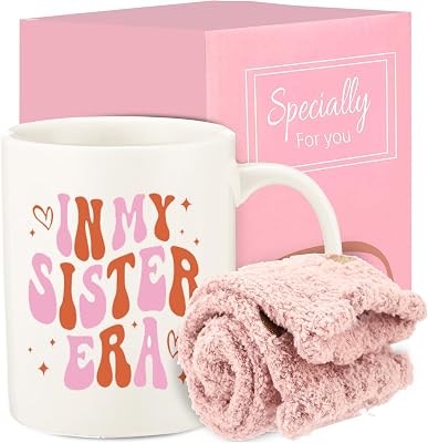 Sister Gift Set - Birthday Present for Women Includes Coffee Mug & Socks Thoughtful Gifts for Sister-in-Law, Best Friend
