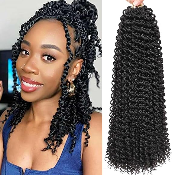 Passion Twist Hair 14 Inch 7 Packs 1B# | Water Wave Braiding Hair,Curly Wrapping Hair For Black Women Passion Twist/Butterfly Locs/Spring Twists