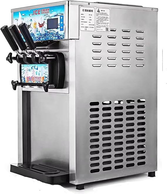 Commercial Soft Ice Cream Machine, 1200W 3-Flavor Ice Cream Maker, 18 L/H Yield,5 Gal,Ice Cream Machine with Auto Clean,LED Panel