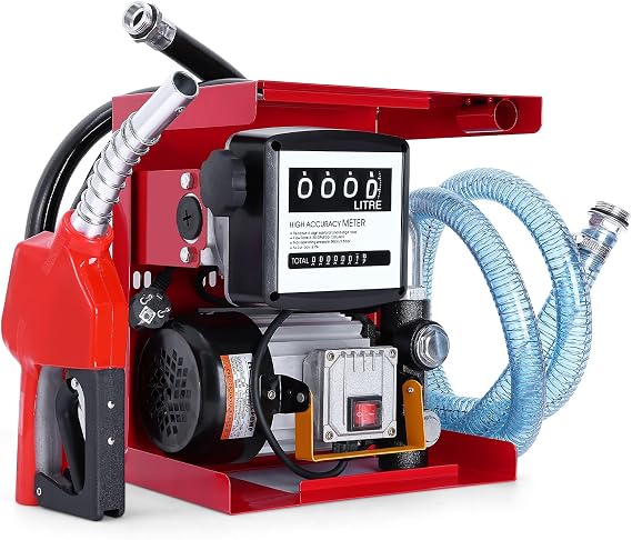 Dieselpumpe230 V 550 W selbstansaugende Ölpumpe mobile Tankstellen 60/min mit Schläuchen und Zapfpistoleur(Düsendurchmesser20 mm) unterstützt bis zu 230V Kraftstoffpumpe