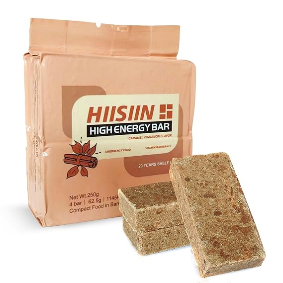 Emergency Food Supply 1 Pack,Caramel Cinnamon Flavor High Energy Bar Bisquit 20 Years Shelf Life, Mre Meals Military 2025 Rations Survival Food,Compact Emergency Food Ration Bars for Outdoor Camping Hiking Disaster