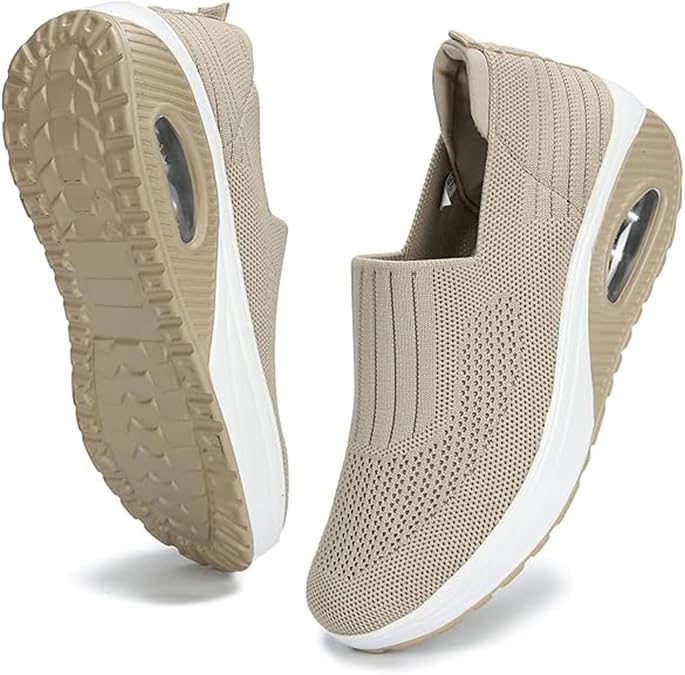 Aceptolcom Women's Nursing Shoes Air Cushion Nurse Shoes Orthopedic Diabetic Wedge Sneakers Rocker Walking Shoes Platform Wedge Sneakers