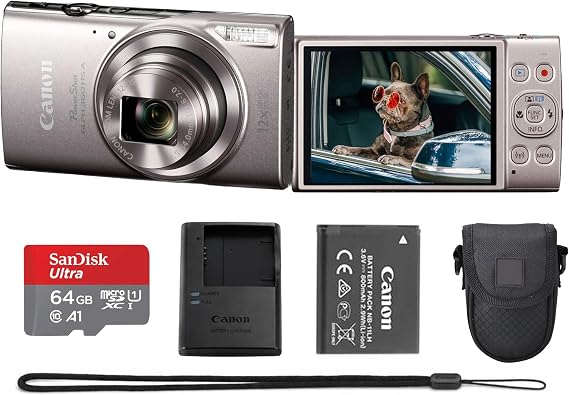 Canon PowerShot ELPH 360 HS A 20.2MP Digital Camera (Silver) Bundle