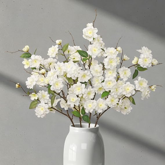 4PCS Artificial Cherry Blossom Branches 84cm, Fake Flowers Tree