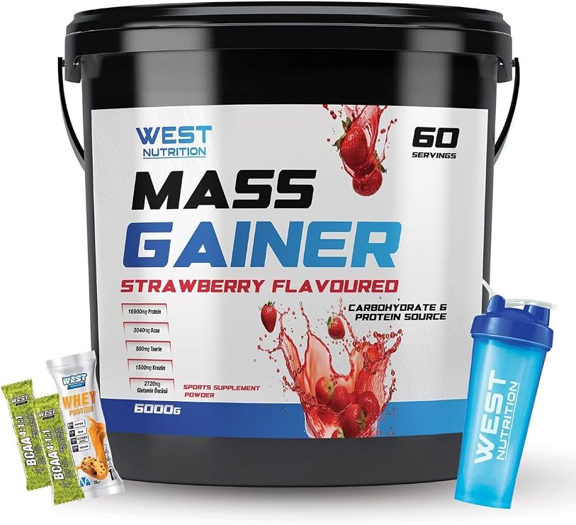 West Nutrition Mass Gainer Karbonhidrat Tozu 6 Kg Çilek Shaker