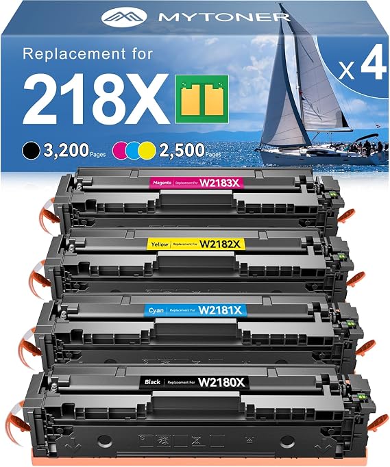 218X Toner Cartridges 4 Pack 3301fdw Replacement for HP 218X 218 218A 3201 | W2180X W2180A for Color Laserjet MFP 3301fdw 3301cdw Pro 3201dw 3301sdw Printer Ink High Yield, Black Cyan Magenta Yellow