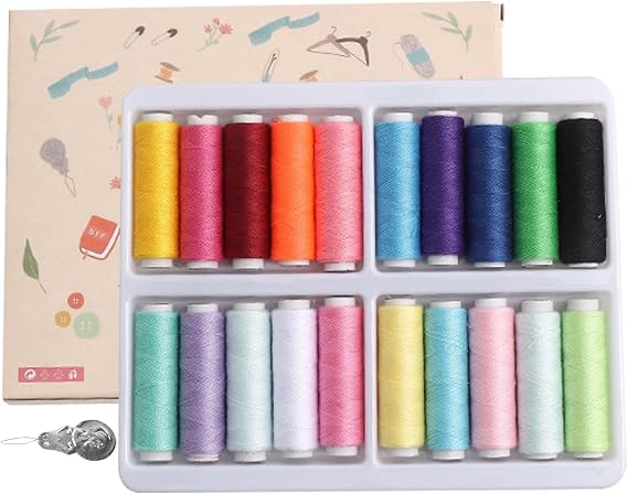 20-Color Polyester Sewing Thread Set, Durable Colorful Threads for Machine & Hand Sewing, DIY Crafts, Clothing Repair & Home Projects