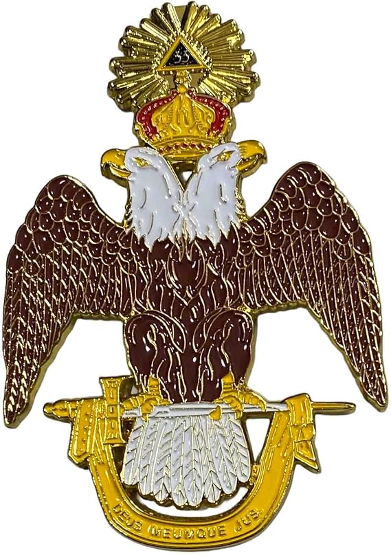 MysticTies - Freemason Masonic car Emblems - More Light (2 of 2) All Degrees - [3 Diameter] (33 Double Eagle Wings Down)