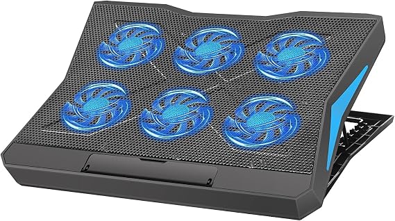 Laptop Cooling Pad Laptop Cooler 6 Quiet Cooling Fans for 10-15.6 Inch Laptop, Dual USB 2.0 Ports, Portable 6 Angle Adjustable Laptop Fan Cooling pad