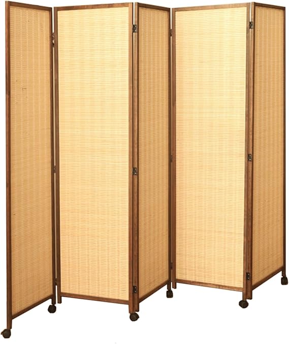 Room Dividers with 50cm Extra Wide Panel on Wheel, 3/4/5 Panel Folding Privacy Screens, Freestanding 150cm/170cm/180cm Tall Wood Partition Room Dividers Wall