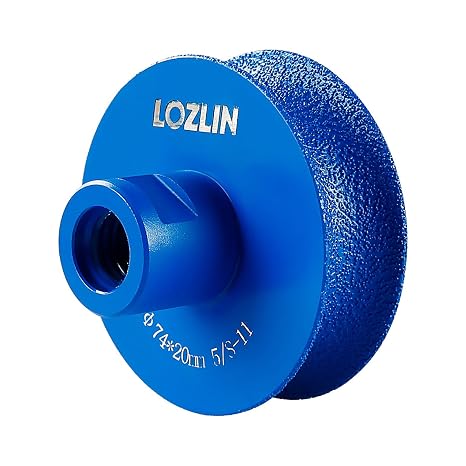 LOZLIN 3 Inch Diamond Grinding Wheel, 5/8"-11 U Shape Stone Edge Polishing Wheel for Angle Grinder Hand Drill, Marble Granite Quartz Concrete Curved Edge Shaping