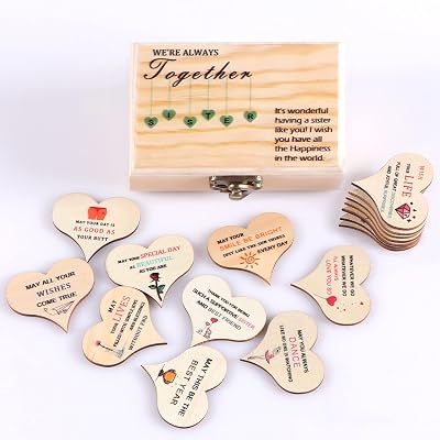 Movdyka Sister Birthday Gifts from Sister Keepsake Box, Friendship Gifts for Sister 16 Blessing Quotes, Cute Box Gifts for Sister on Christmas or Birthday, Were Always Together