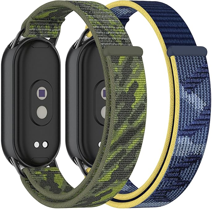 2-Pack Bands Compatible with Xiaomi Smart Band 10/9/8 Strap, Adjustable Breathable Double-Layer Woven Replacement Strap with Loop Closure, Soft Lightweight Wristband for Women Men