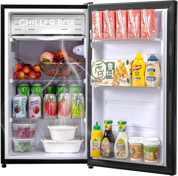 Smad Mini Fridge without Freezer 3.2 Cu.Ft, Compact Dorm Refrigerator Single Door Office Refrigerator 7 Levels Adjustable Thermostat, Low Noise, Black