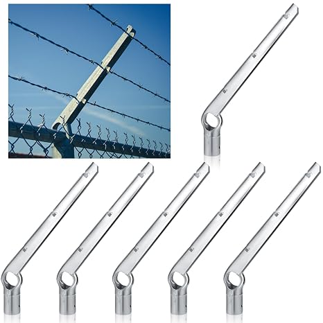 6 Pcs Chain Link Fence Extender, Hot Dip Galvanized Steel Post Extensions for Top of Fence, 45 Degree Heavy Duty Barbed Wire Arms for Outdoor Height Increase(1-5/8 Inches)