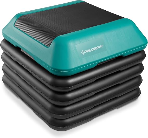 Philosophy Gym Aerobic Exercise Adjustable High Step Platform with 4 Risers Green