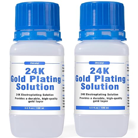 24K Gold Plating Solution - Intended for Bath Electroplating Equipment | High-Purity 24K Electroplating Solution, Immersion Plating, 7 oz