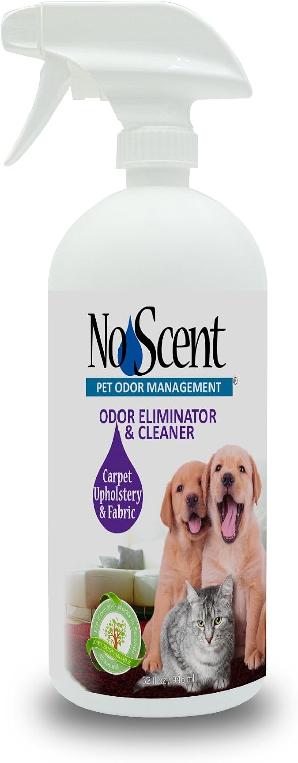 No Scent Carpet Upholstery & Fabric Furniture Spray Spot Cleaner for Wet Dog Smell, Cat Spray, Pet Odor, Urine, Poop & Secretions 32 Fl Oz  946 mL