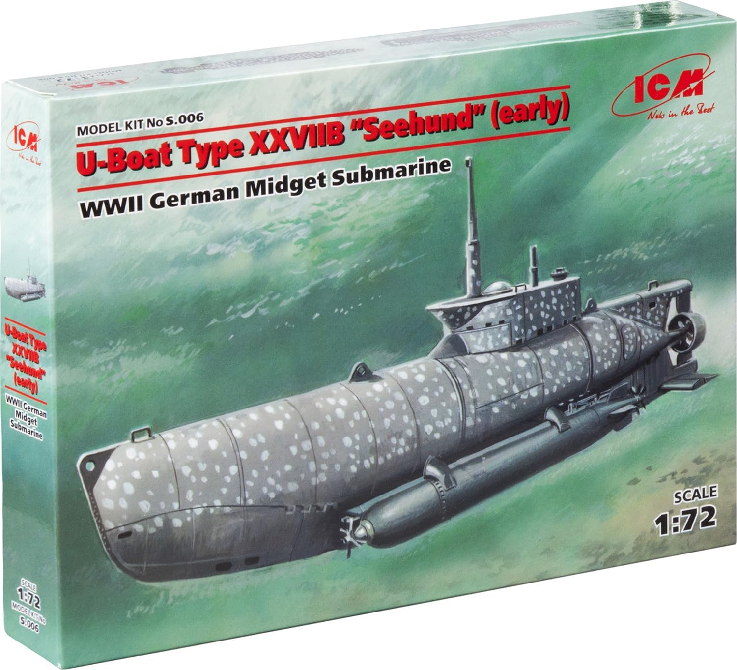 ICM ICM 172 German U-boat XXVIIB Seehund Special Submarine Early Model Plastic Model S006