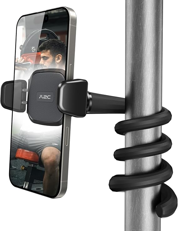 A2C Flexible Phone Holder for Gym, Treadmill, Peloton, Stroller, Shopping Cart, Desk, Portable Gooseneck 16.5” Long Arm Phone Mount for 4.7”-6.9" Smartphones