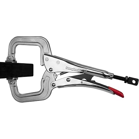 Strong Hand Tools PR115S Locking C-Clamp Pliers, 11", Swivel Tip, Throat Depth 3-1/4", Opening 4", Adjustment Screw, Single Hand Release, Heat Treated Steel