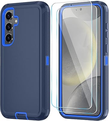 ONOLA Phone Case for Samsung Galaxy S24 Case with HD Screen Protector, Heavy Duty Shockproof & Dropproof 3-Layer Cover Phone Case for Galaxy S24 6.2,DarkBlue