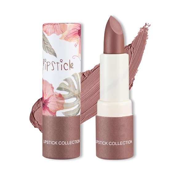Matte Nude Lipstick, Waterproof Long Lasting for Women, 05 Amber | Paper Tube Nude Matte Lipstick Silky Velvet Lip Gloss Stain, Non-Stick Cup Matte Finish for Daily Professional Lip Makeup
