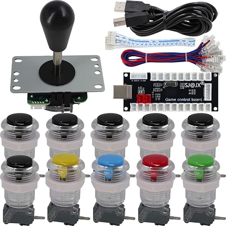 SJ@JX Arcade Game Controller DIY Kit Microswitch Button 4&8 Way Joystick Zero Delay USB Encoder Fighting Stick Handles Console for PC MAME Raspberry Pi Retropie