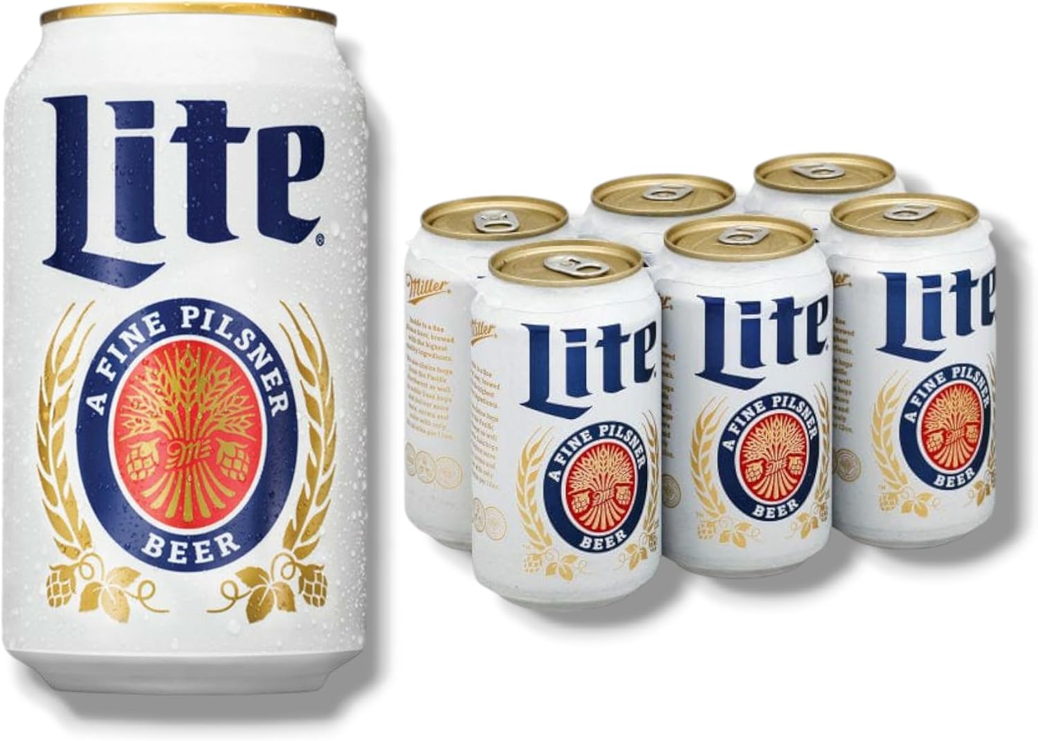 Miller Lite 6 x 355 ml Calorie Reduced Light Beer as American Pilsner with 4.2% Vol. Includes House of Beers Berlin Beer Mat