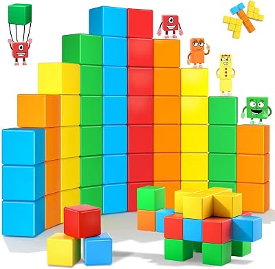 Magnetic Blocks for Toddlers 3-5, 45PCS Montessori Educational Sensory Magnetic Cubes Toys, STEM Building Blocks, Safe Size Blocks, Anti-swallowing Design, 3 Years and Up Boys and Girls Birthday Gifts