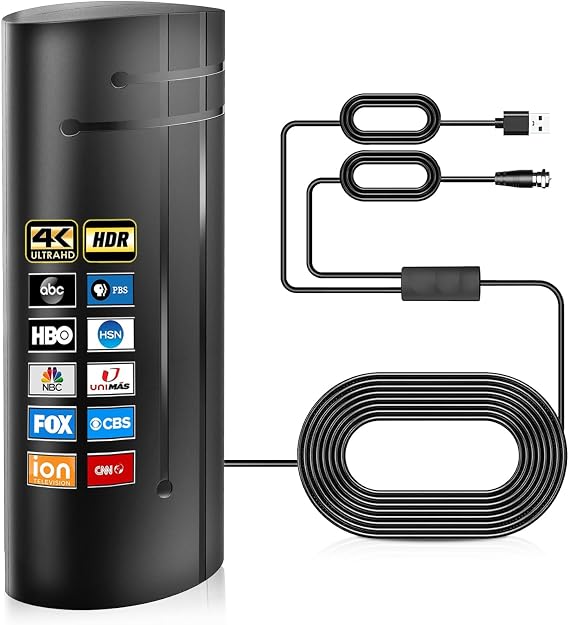2026 Upgraded TV Antenna Indoor Outdoor, 3200+ Miles Range Amplified Digital TV Antenna for SmartTV and All OlderTV - 36ft HD Cable - 300+ Channels - Support 4K 8K 1080p and Other Resolutions