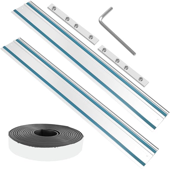 194368-5 110" Track Saw Guide Rail for Makita Track Saw | 55"x2 for Makita Guide Rail Include 5m Splinter Guard and 2 Connectors, Perfect for Woodworking Longer Cuts,