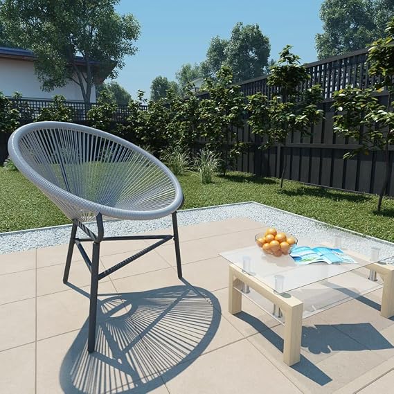 Patio Acapulco Chair, Patio Moon Chair Poly Rattan Gray, Patio Dining Chairs Bistro Furniture for Outdoor Garden Yard Deck Lawn