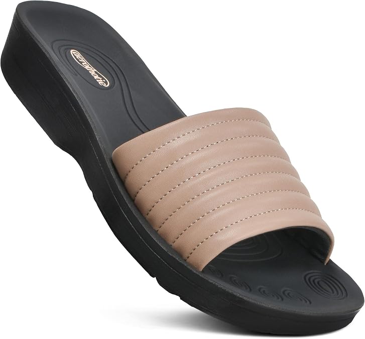 AEROTHOTIC Plantar Fasciitis Slides for Women Arch Support Ladies Sandals