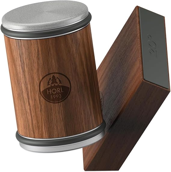 HORL 2 Walnut Roller Sander Knife Sharpener - Kitchen Knife Sharpener for Razor Sharp Blades - Knife Sharpener - Simple Knife Sharpening Set - for 15 & 20 Degree Grinding Angle