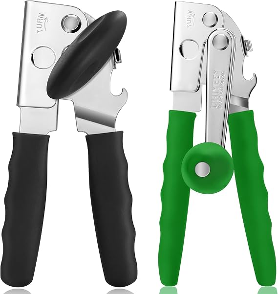UHIYEE Can Masters Pack: Commercial All-Steel (Green)& Solid Heavy Duty Can Openers with Bottle Opener (Black)